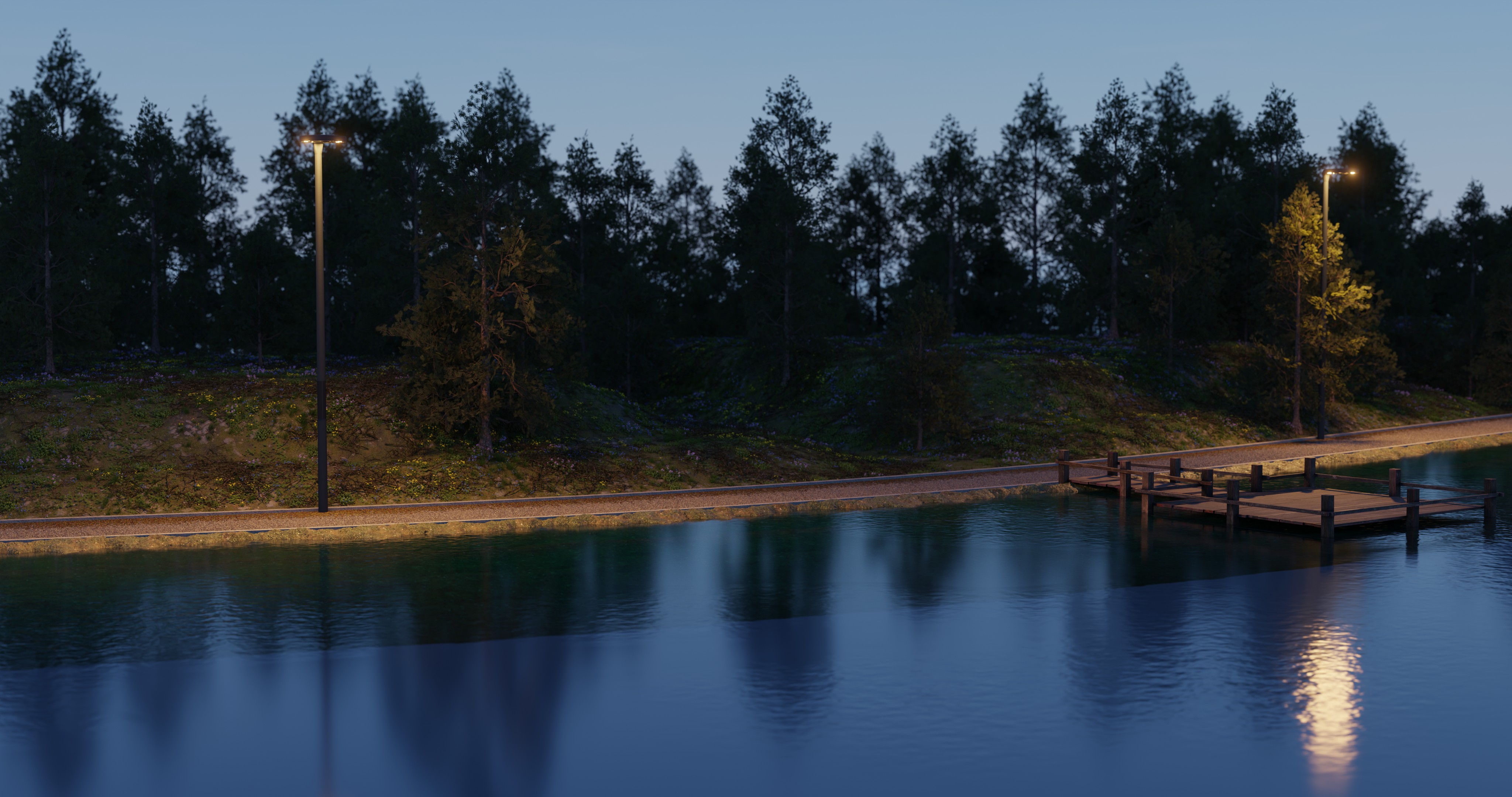 CERO solar lighting used in a car park environment