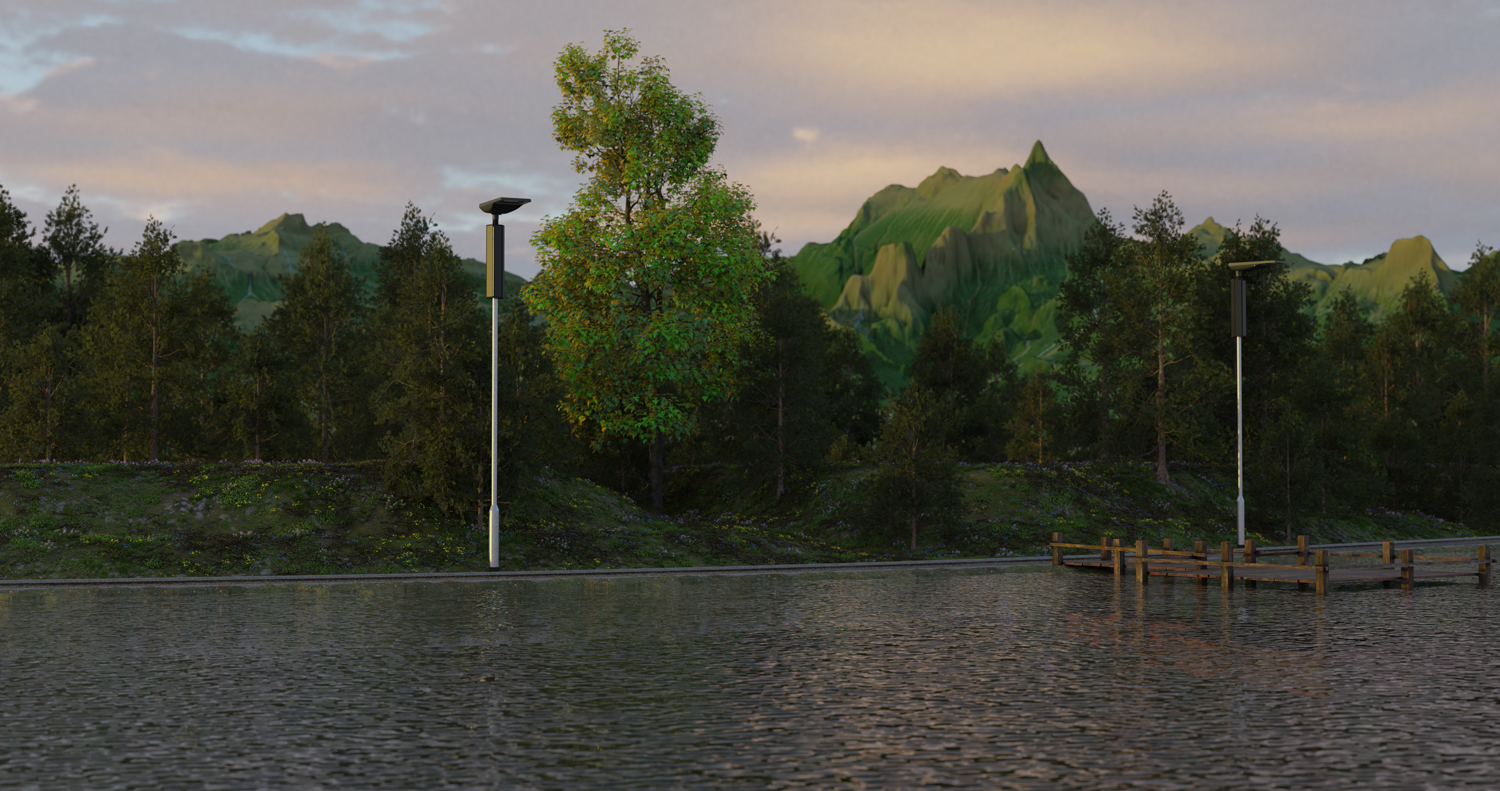 CERO Solar lighting installed along a landscaped pathway